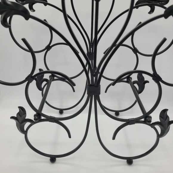 Black Metal Wine Rack Bottle Holder Fluer de Lis Countertop Tabletop Wine Rack - Picture 6 of 12